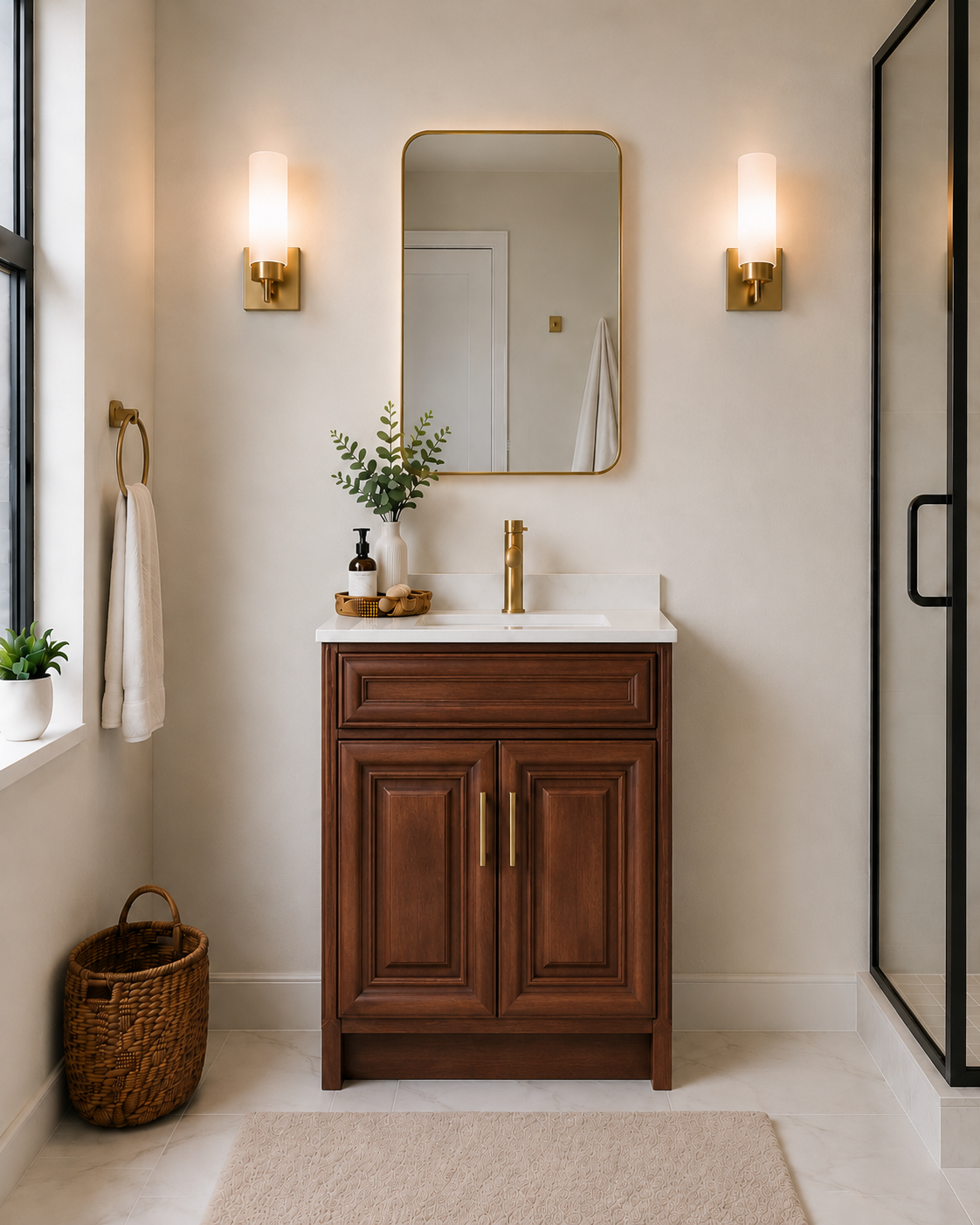 24" SOLID WOOD VANITY - WOOD LOOK COLOURS