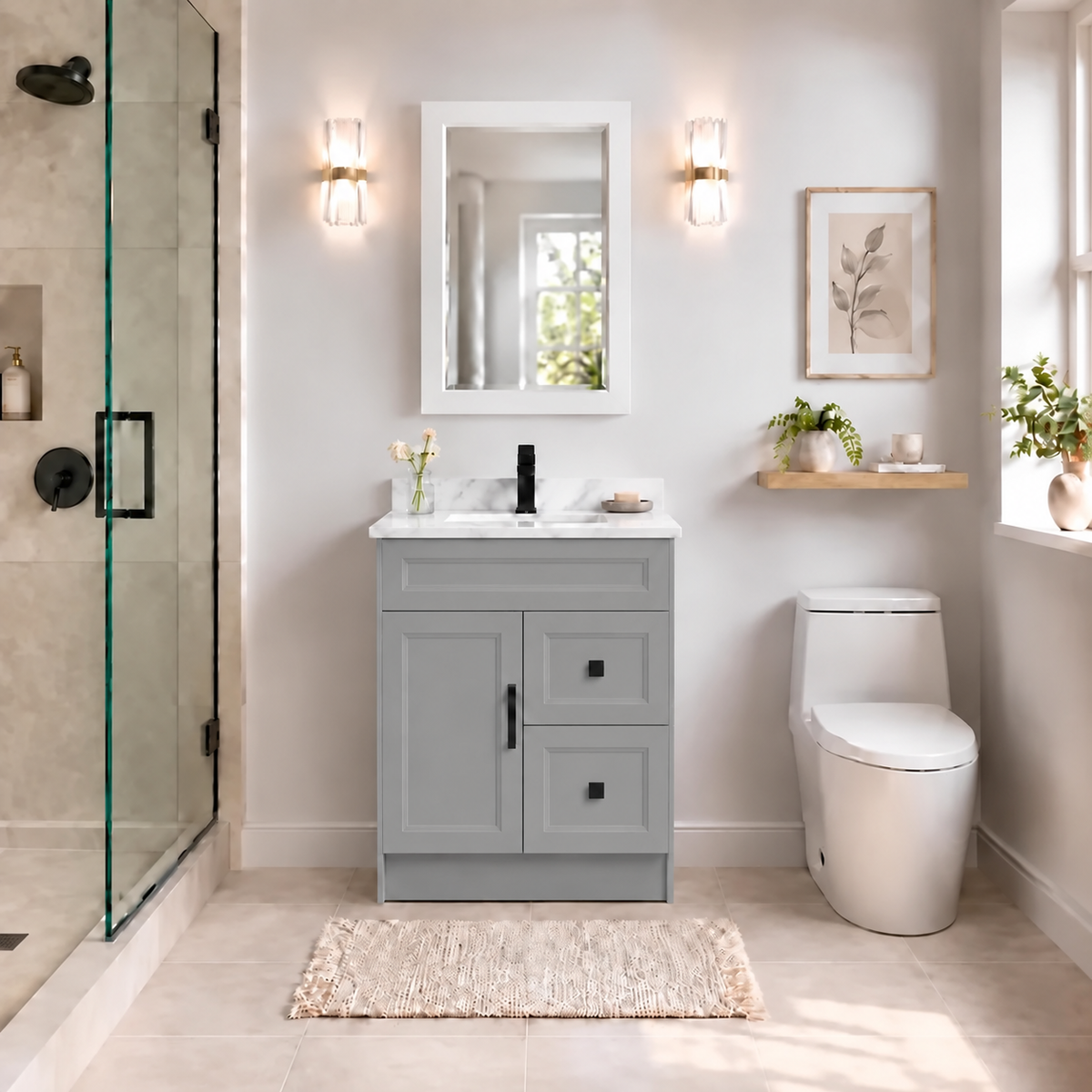 30" SOLID WOOD VANITY - WITH DRAWERS