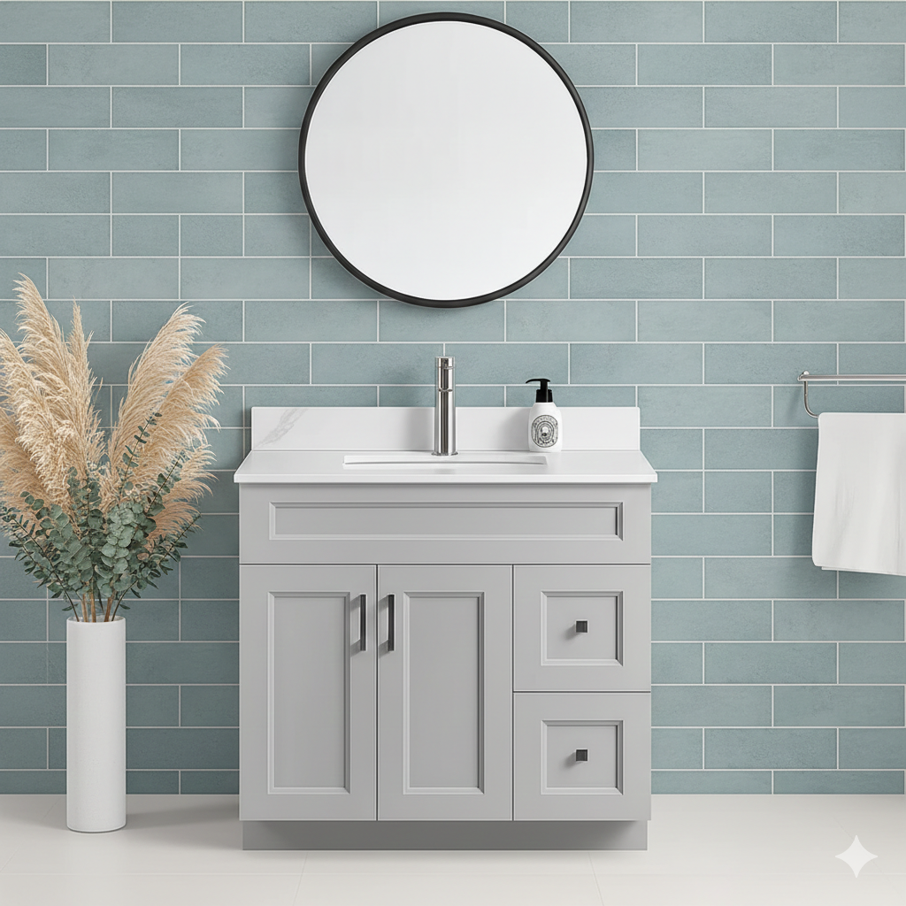 36" Solid Wood Vanity - 2 Drawers