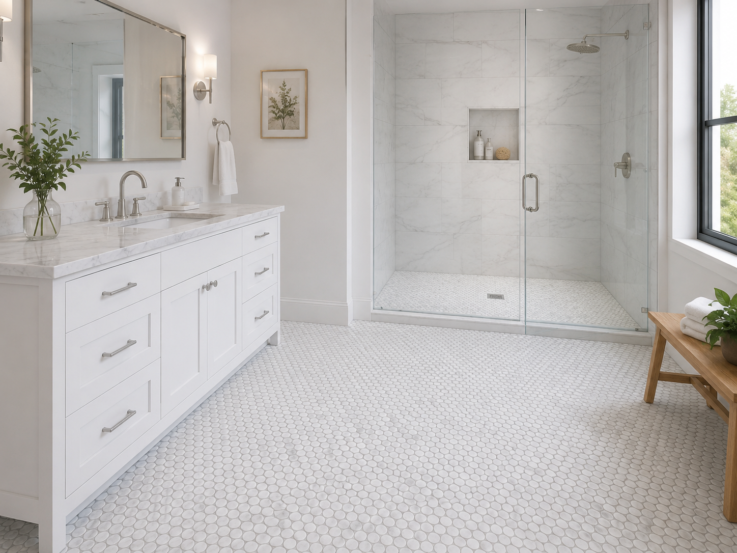 CARRARA WHITE ROUND HONED