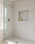 CARRARA WHITE 1x3 HERRINGBONE POLISHED