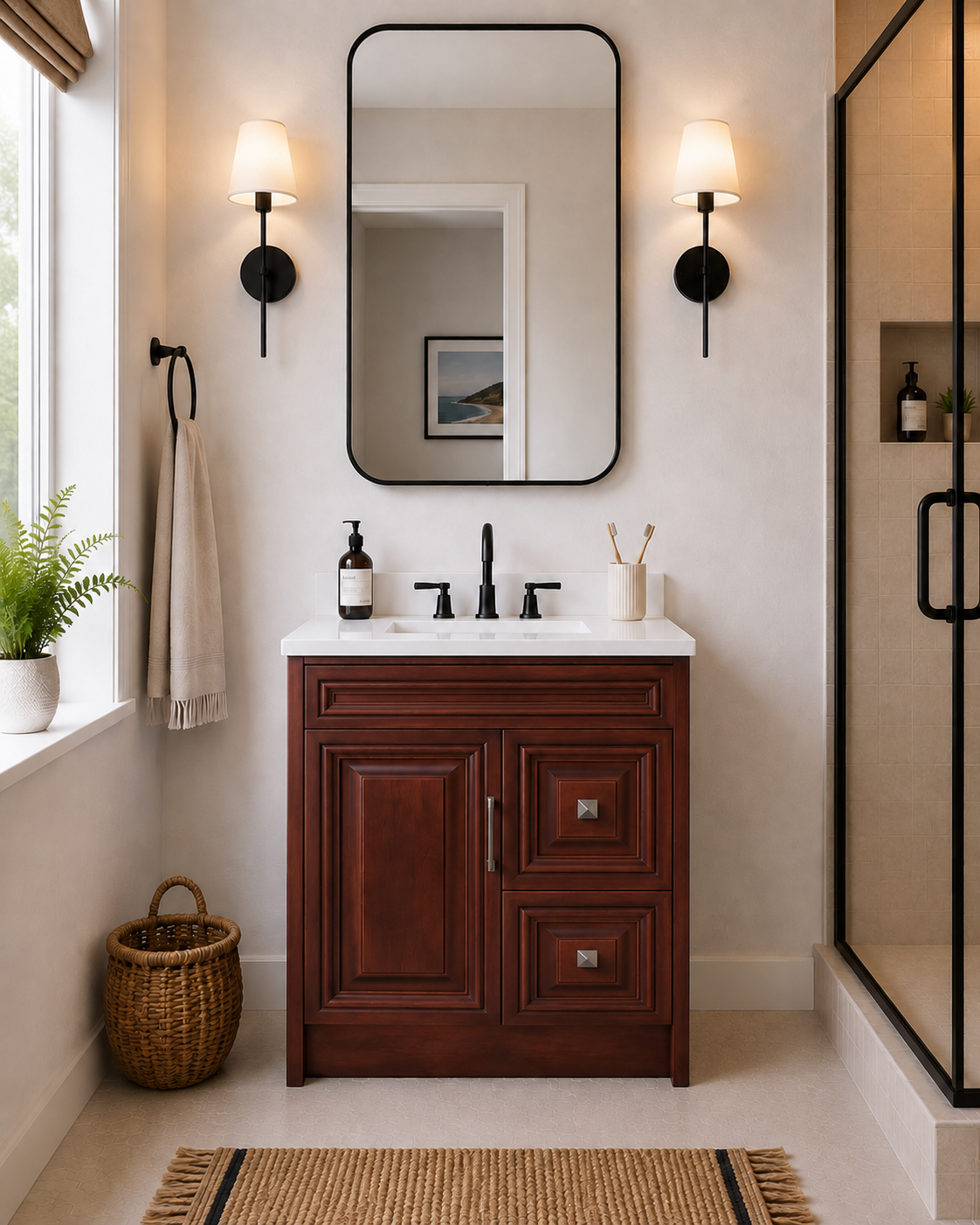 30" SOLID WOOD VANITY - DRAWERS - WOOD COLOURS