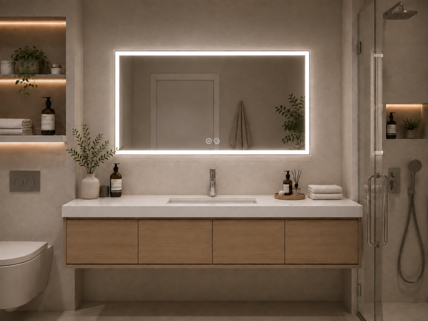 LED ANTIFOG MIRROR - FRAMELESS 60" X 36"
