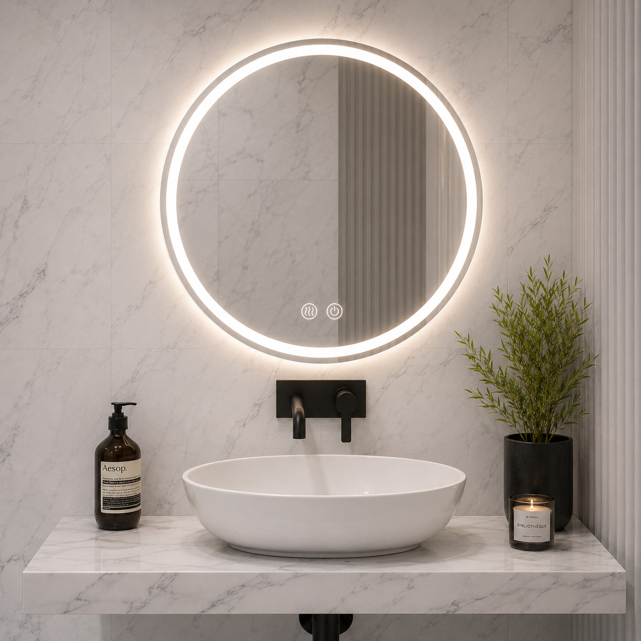 ROUND LED ANTIFOG MIRROR - FRAMELESS 27" X 27"
