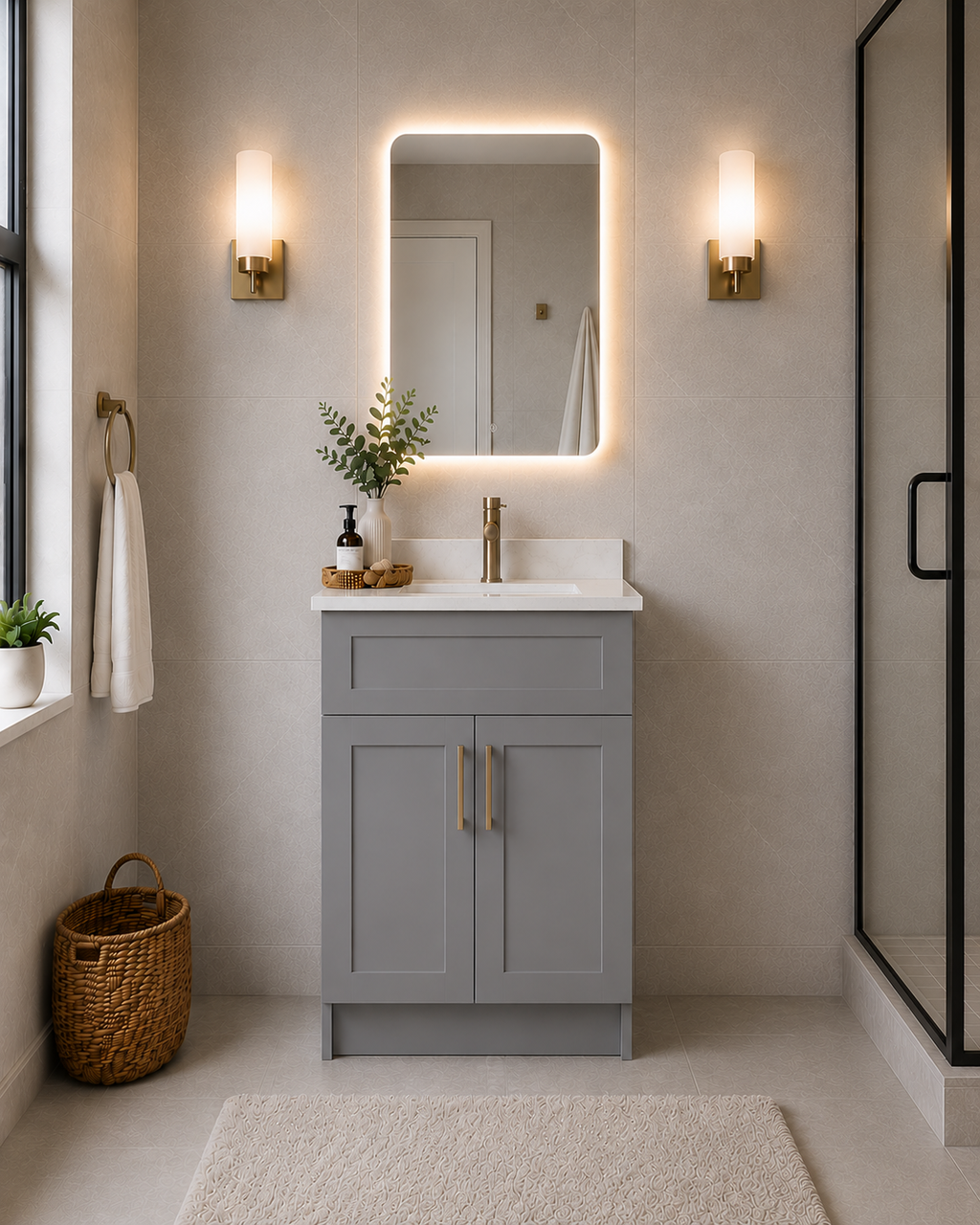 24" SOLID WOOD VANITY - SOLID COLOURS