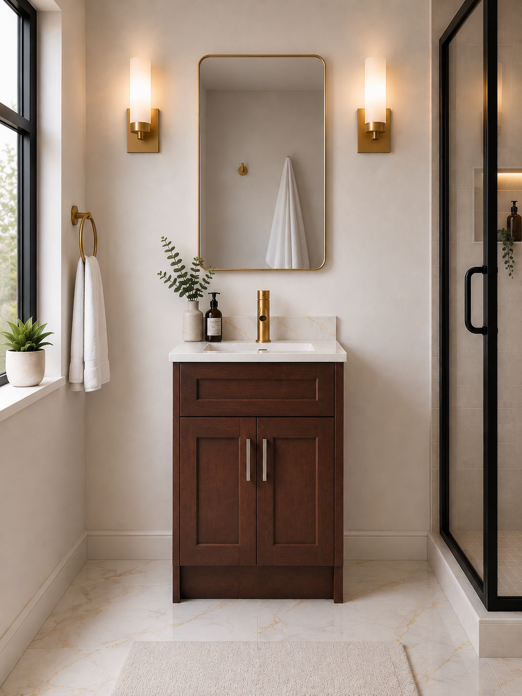 24" SOLID WOOD VANITY - WOOD LOOK COLOURS