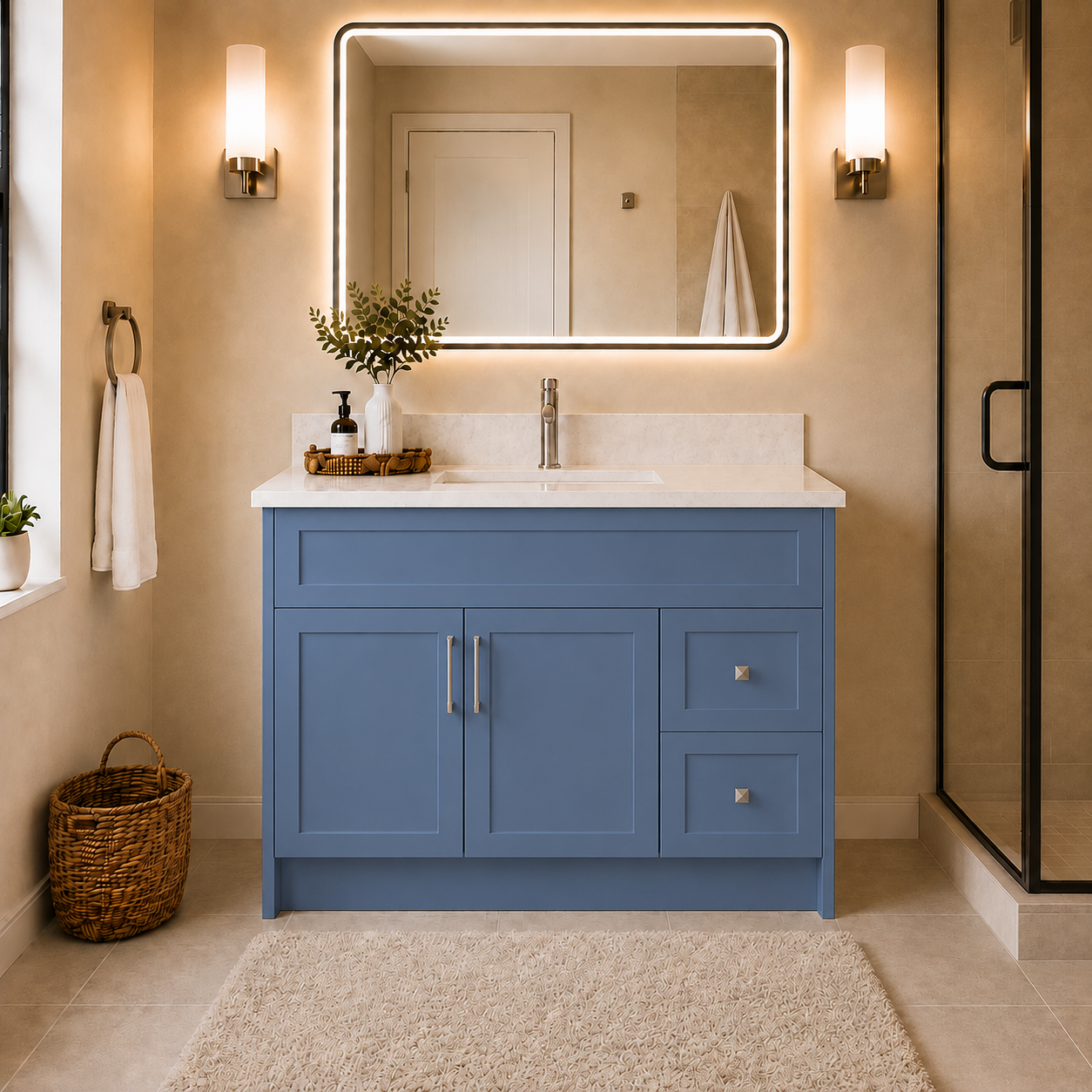 42" MDF VANITY - 2 DRAWERS