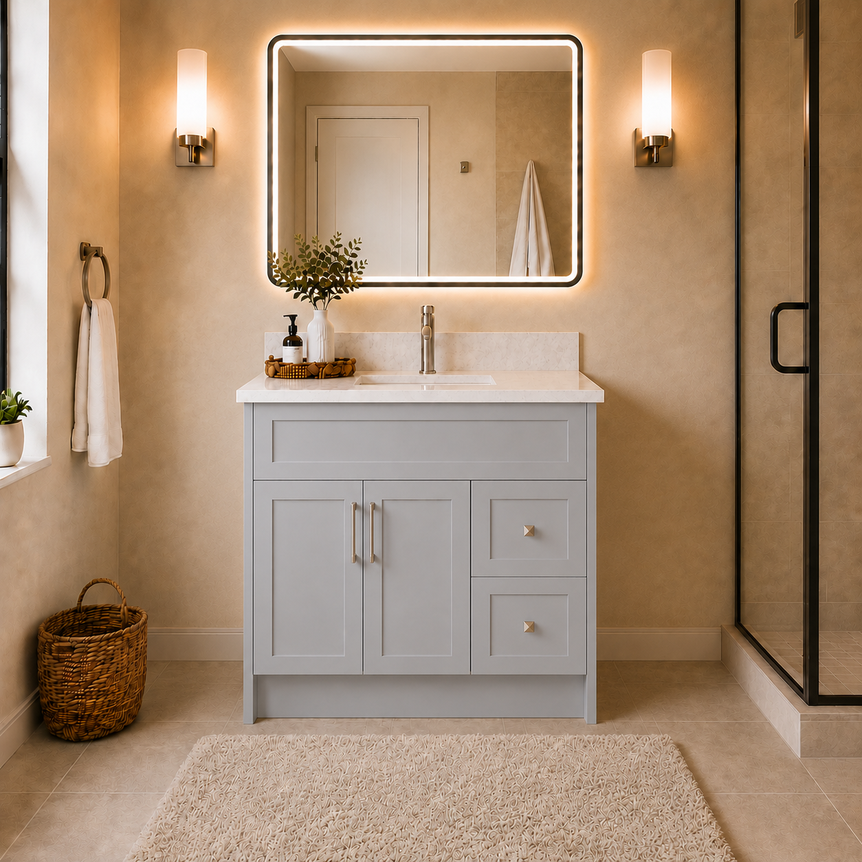 36" MDF VANITY -2 DRAWERS