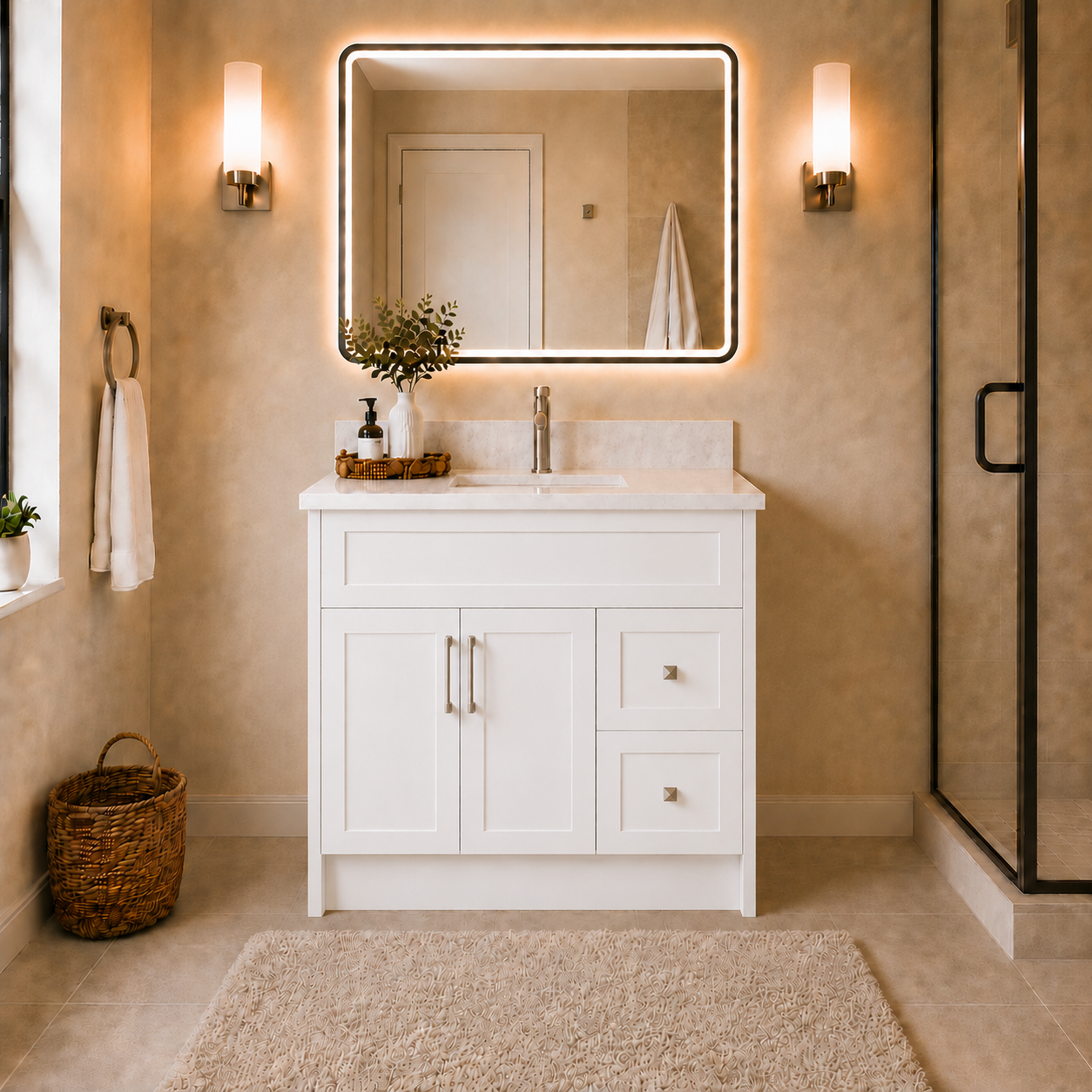 36" MDF VANITY -2 DRAWERS