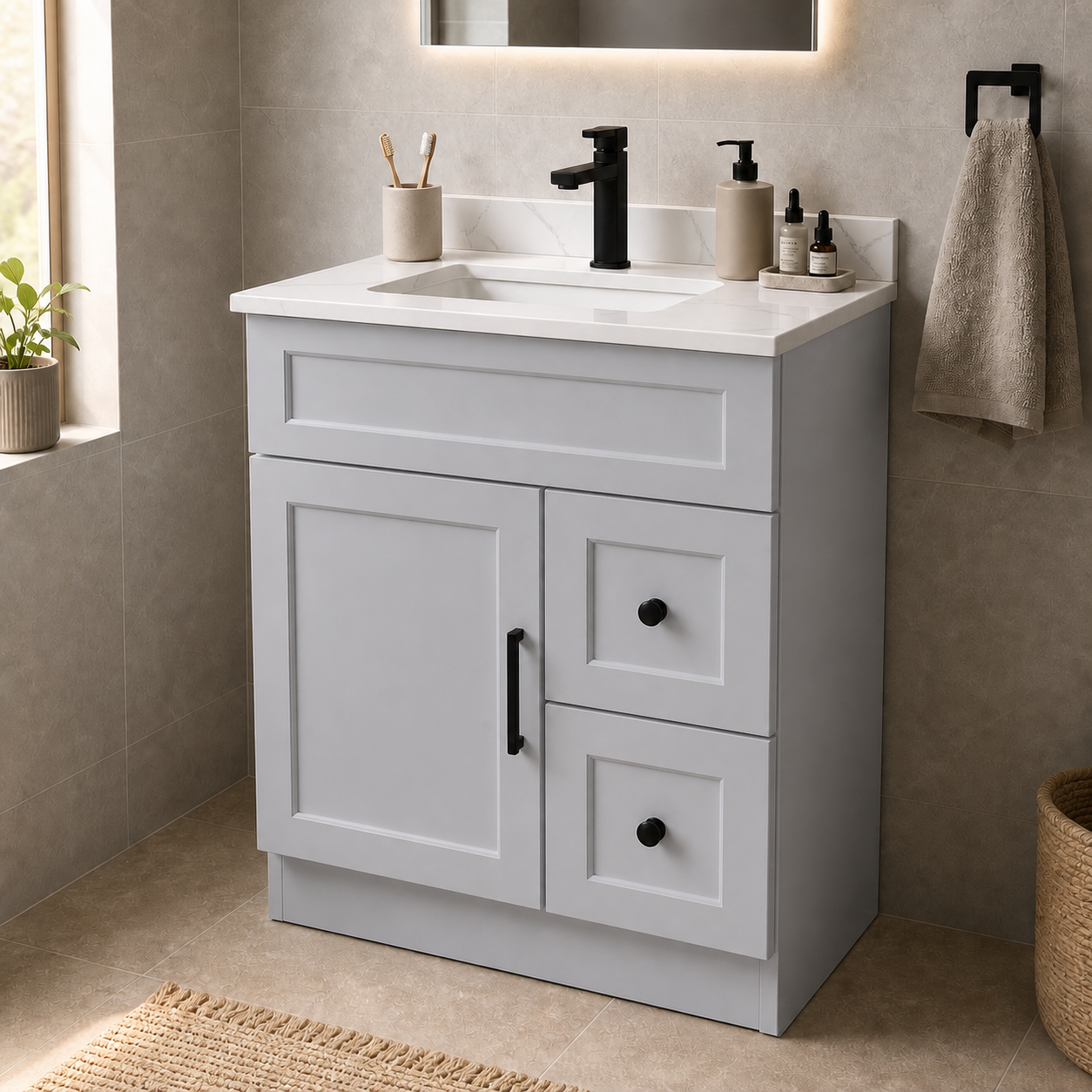 30" MDF VANITY - 2 DRAWERS