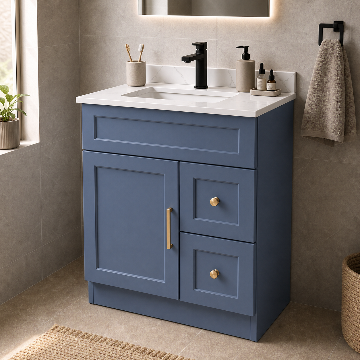 30" MDF VANITY - 2 DRAWERS