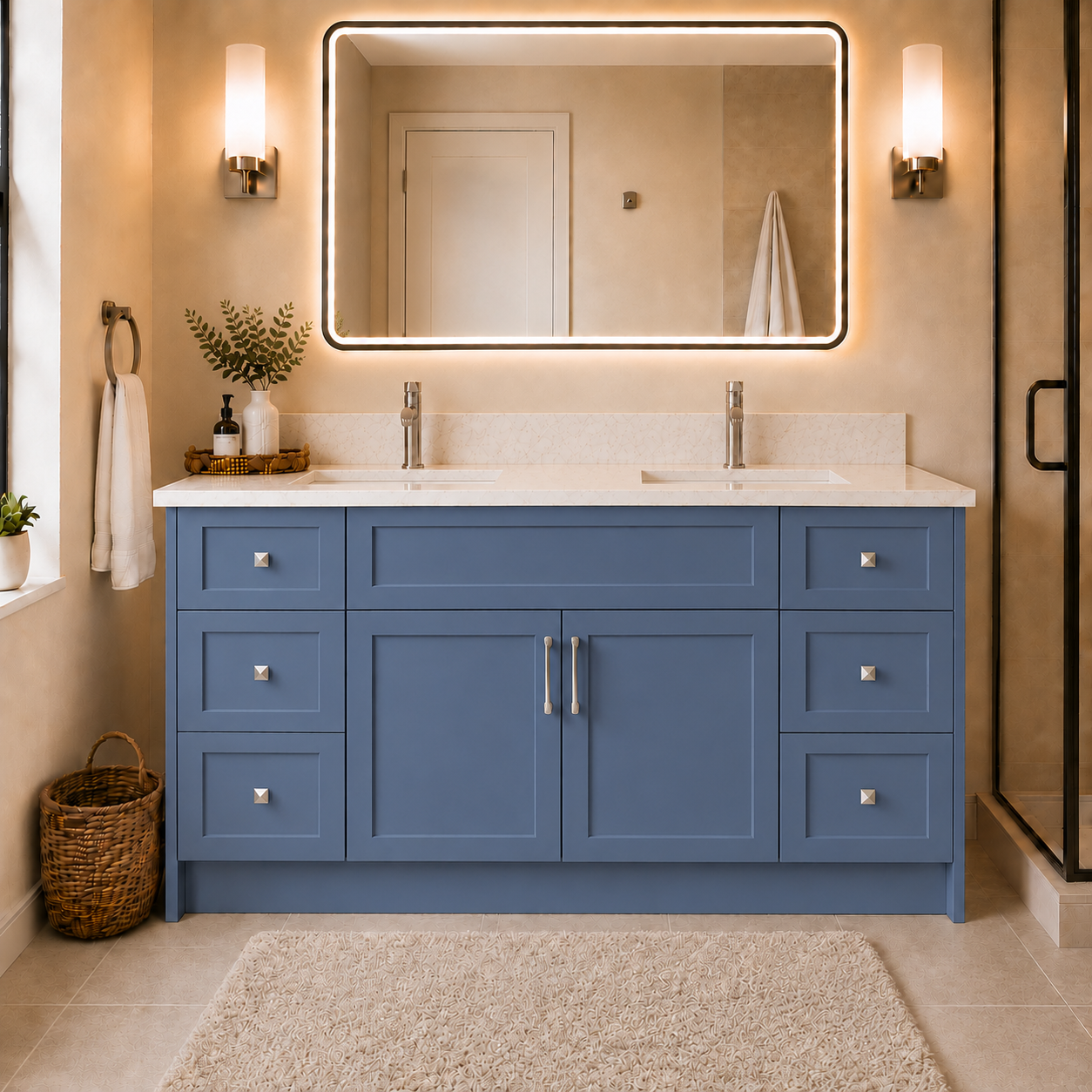 60" SINGLE SINK MDF VANITY - 4 DRAWERS