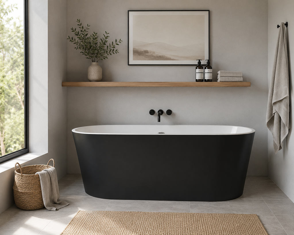BLACK FREESTANDING ROUND TUB 60"/67"