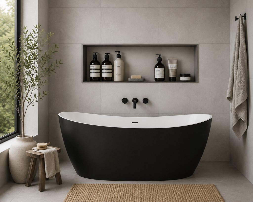 BLACK FREESTANDING BOAT TUB 60"/67"