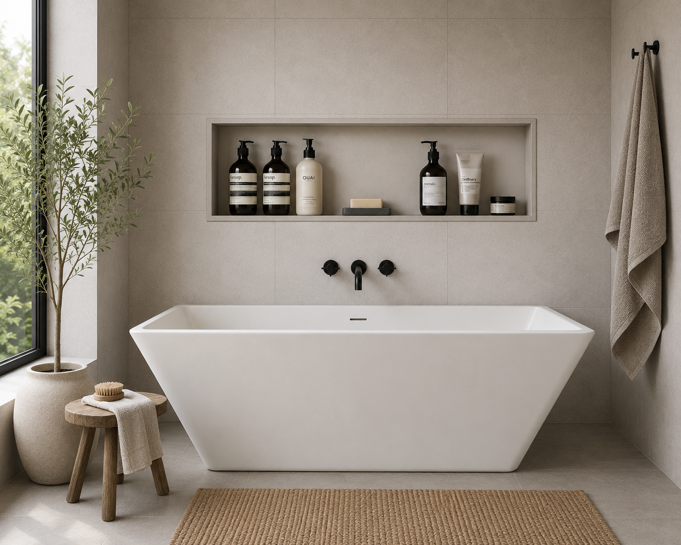 WHITE FREESTANDING SQUARE TUB 60"/67"