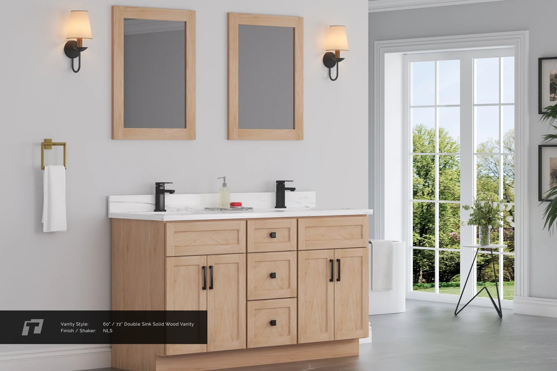60” / 72” Solid Wood Vanity - 3 Drawers & 2 Doors