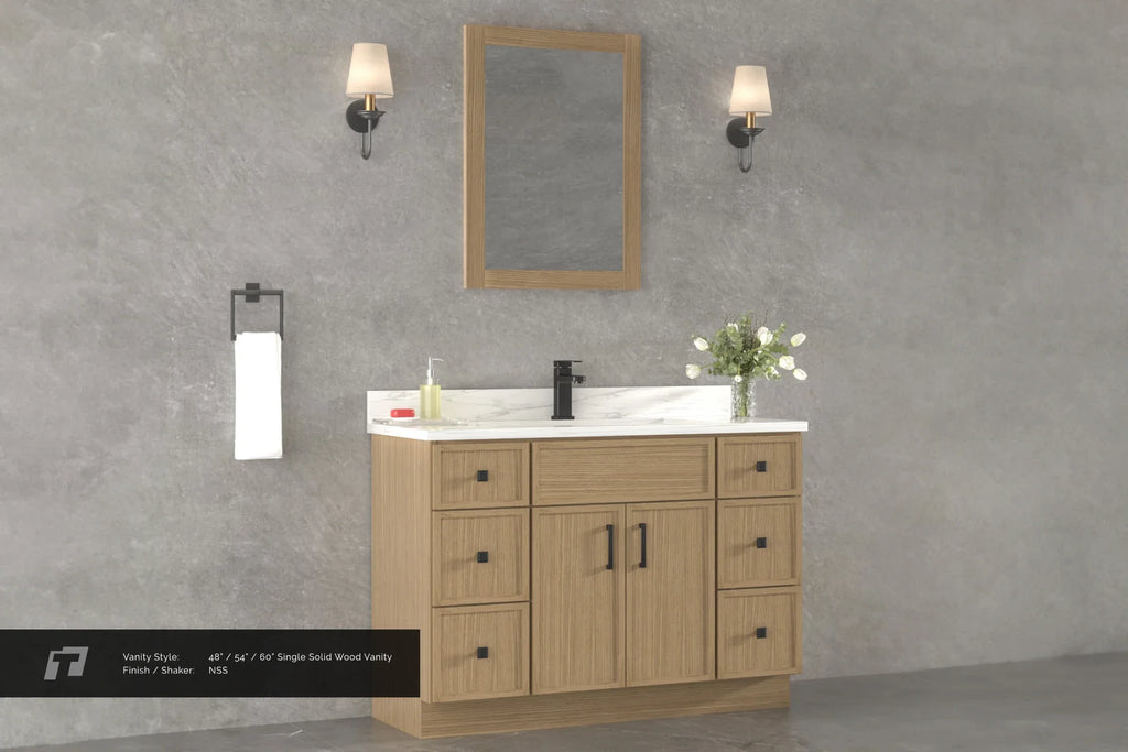48″ / 54″ / 60″ Solid Wood Vanity - 6 Drawers & 2 Doors