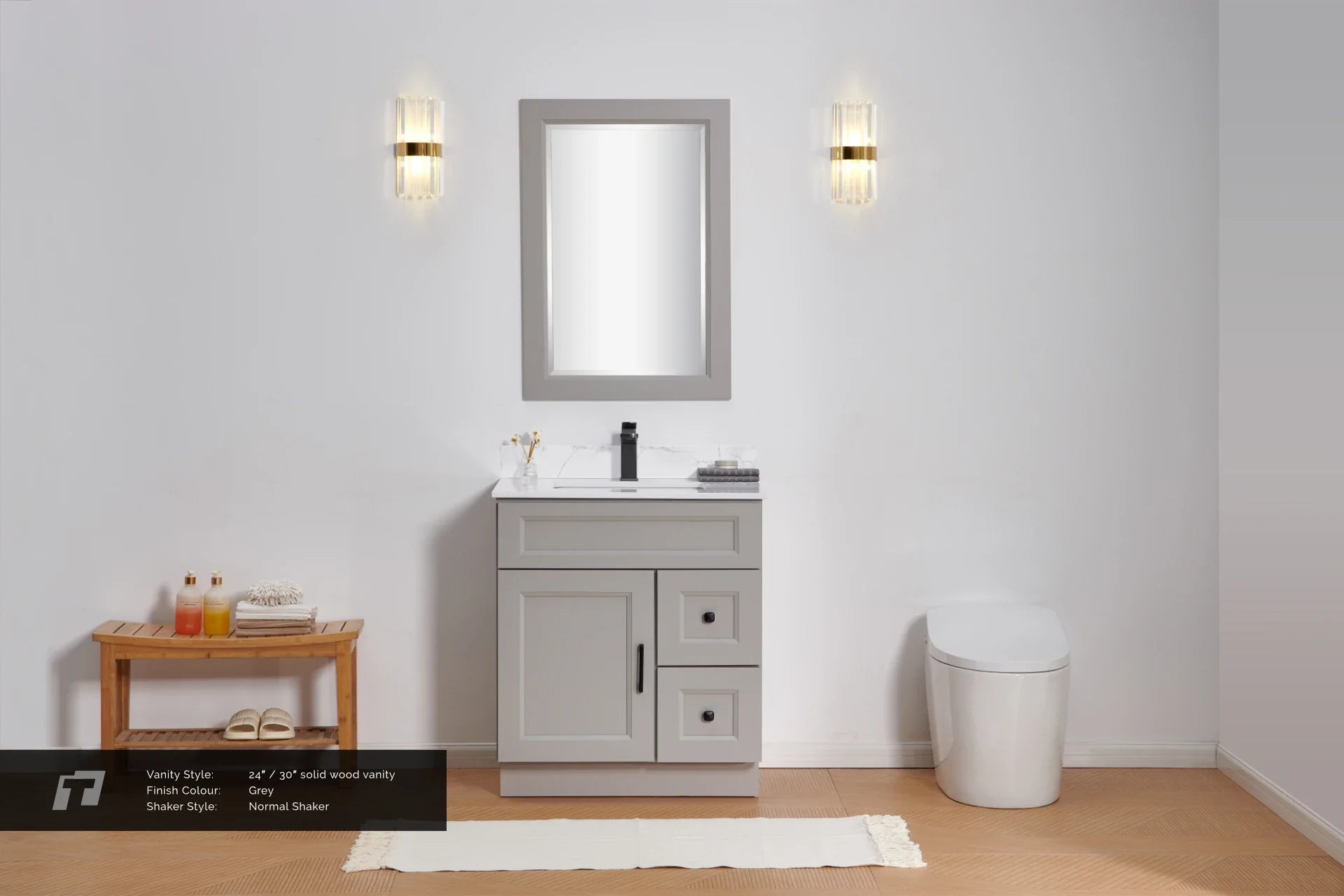 24″ / 30″ Solid Wood Vanity - 2 Drawers