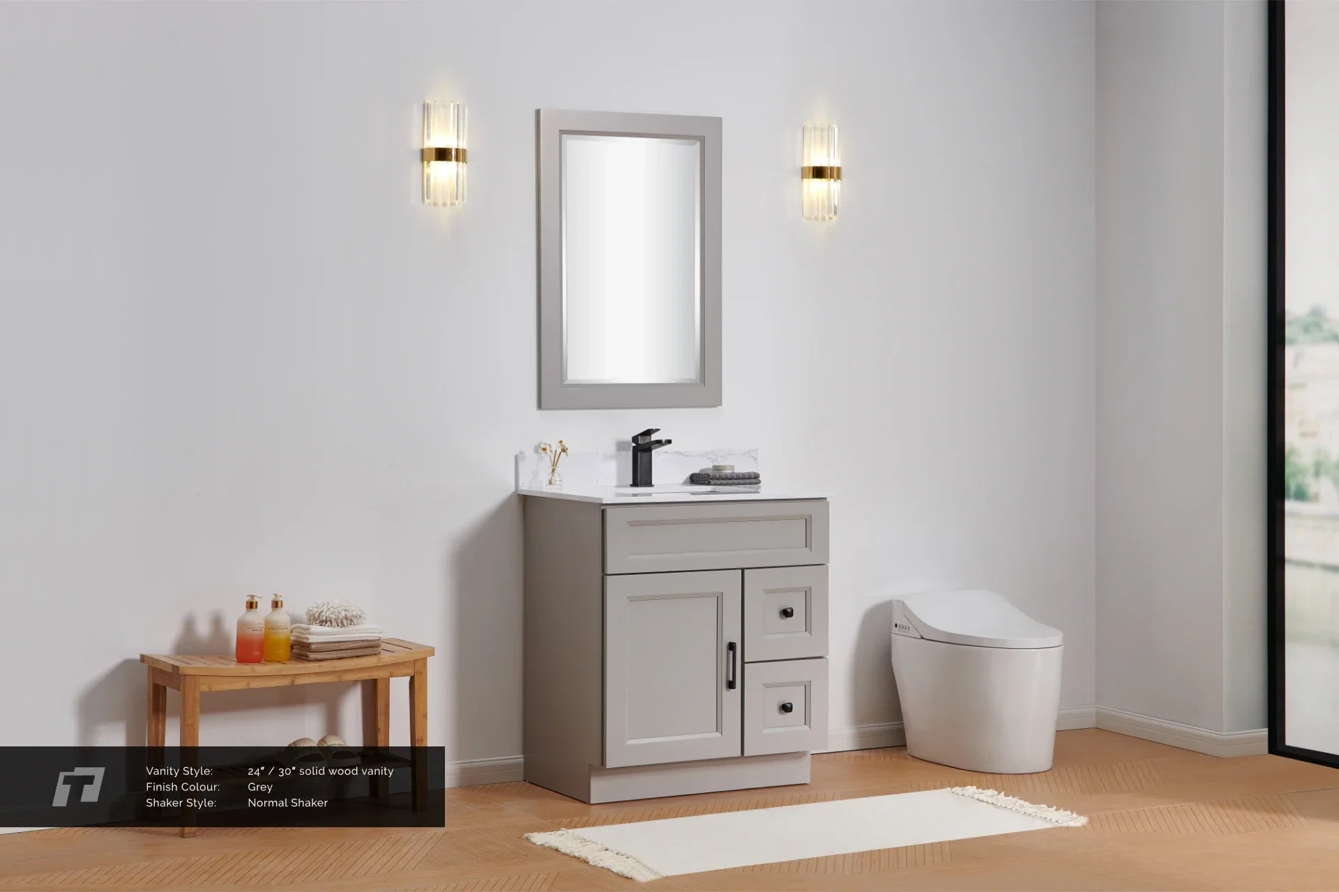 24″ / 30″ Solid Wood Vanity - 2 Drawers