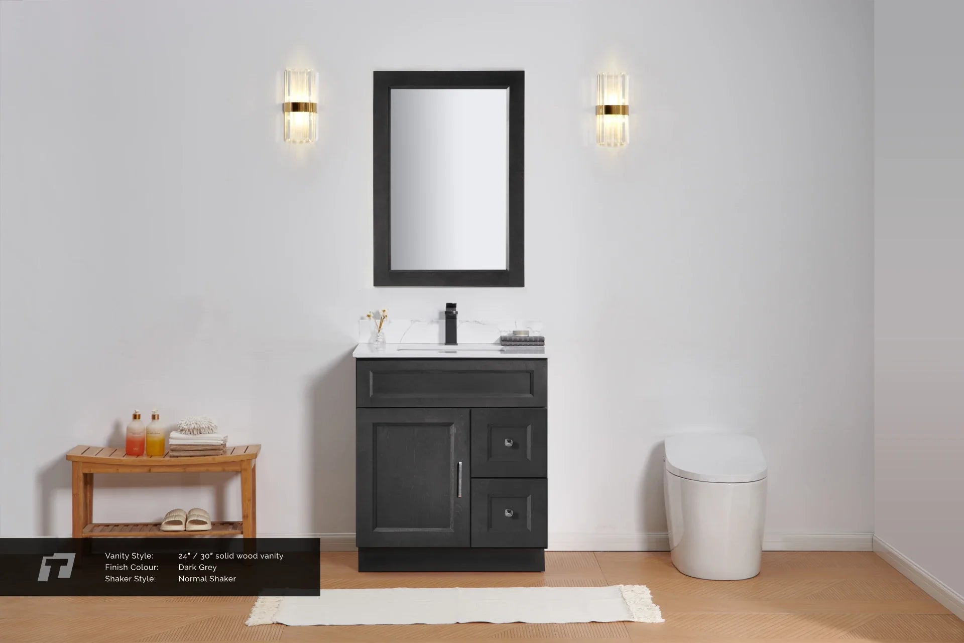 24″ / 30″ Solid Wood Vanity - 2 Drawers
