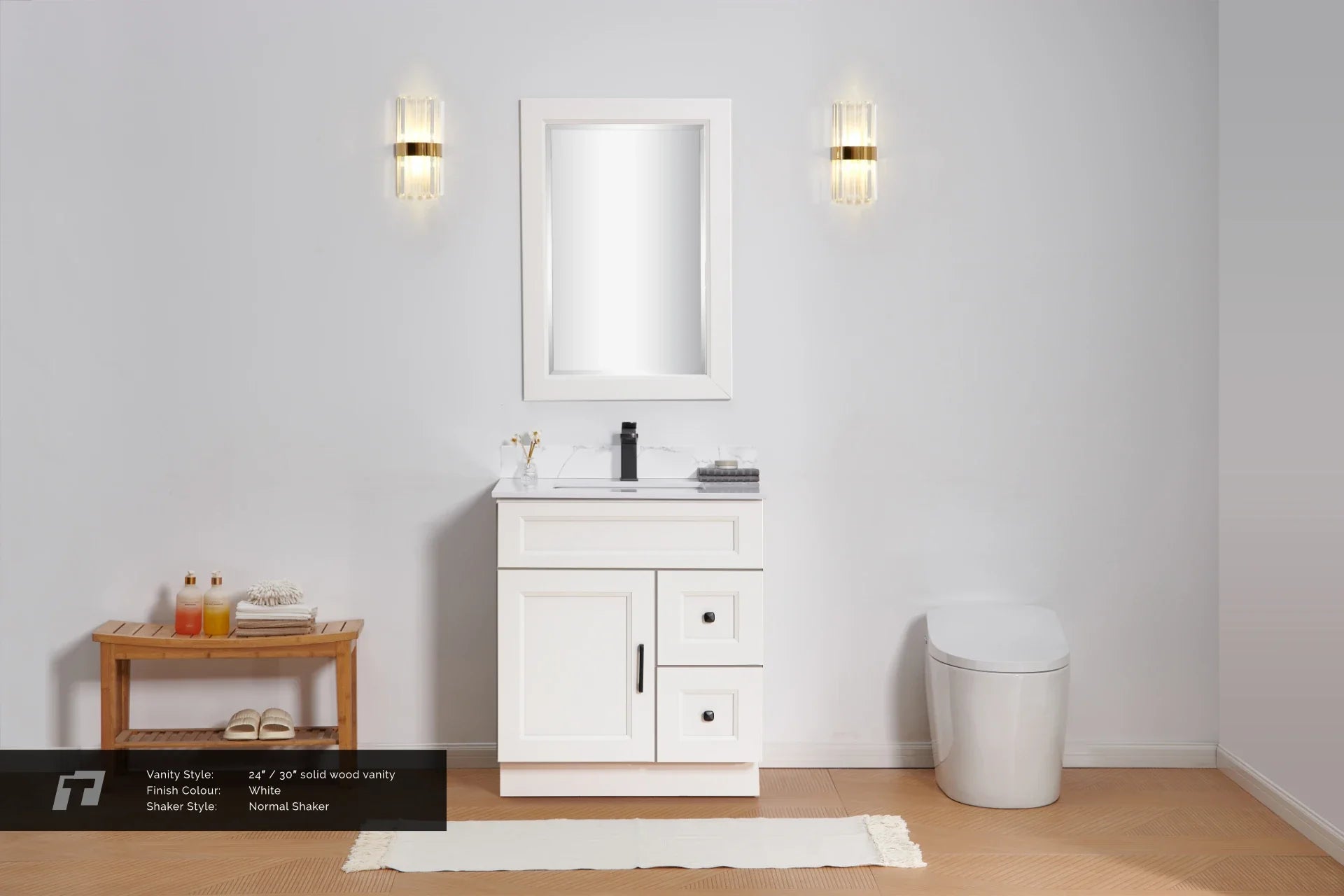 24″ / 30″ Solid Wood Vanity - 2 Drawers