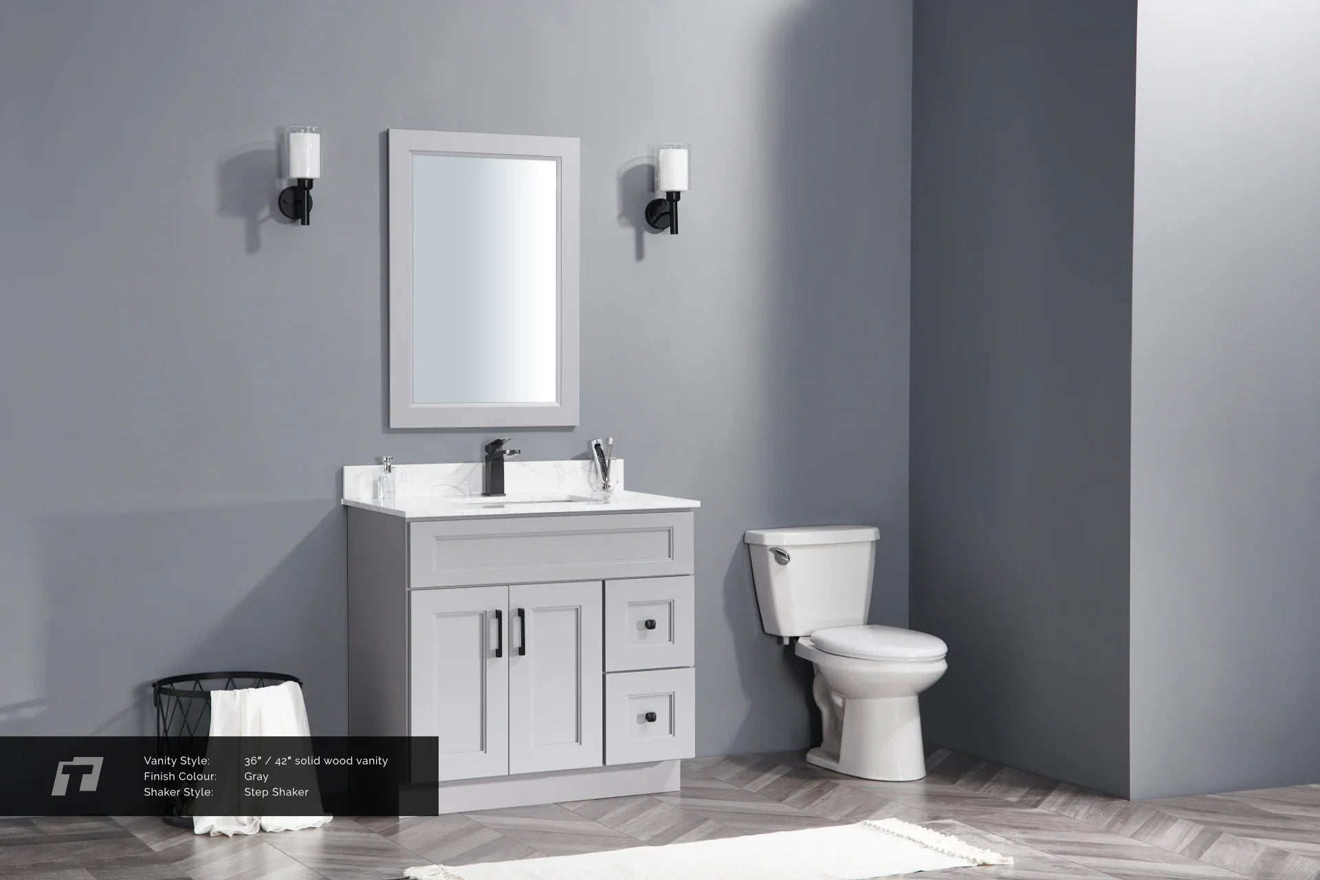 36″ / 42″ Solid Wood Vanity - 2 Drawers & 2 Doors