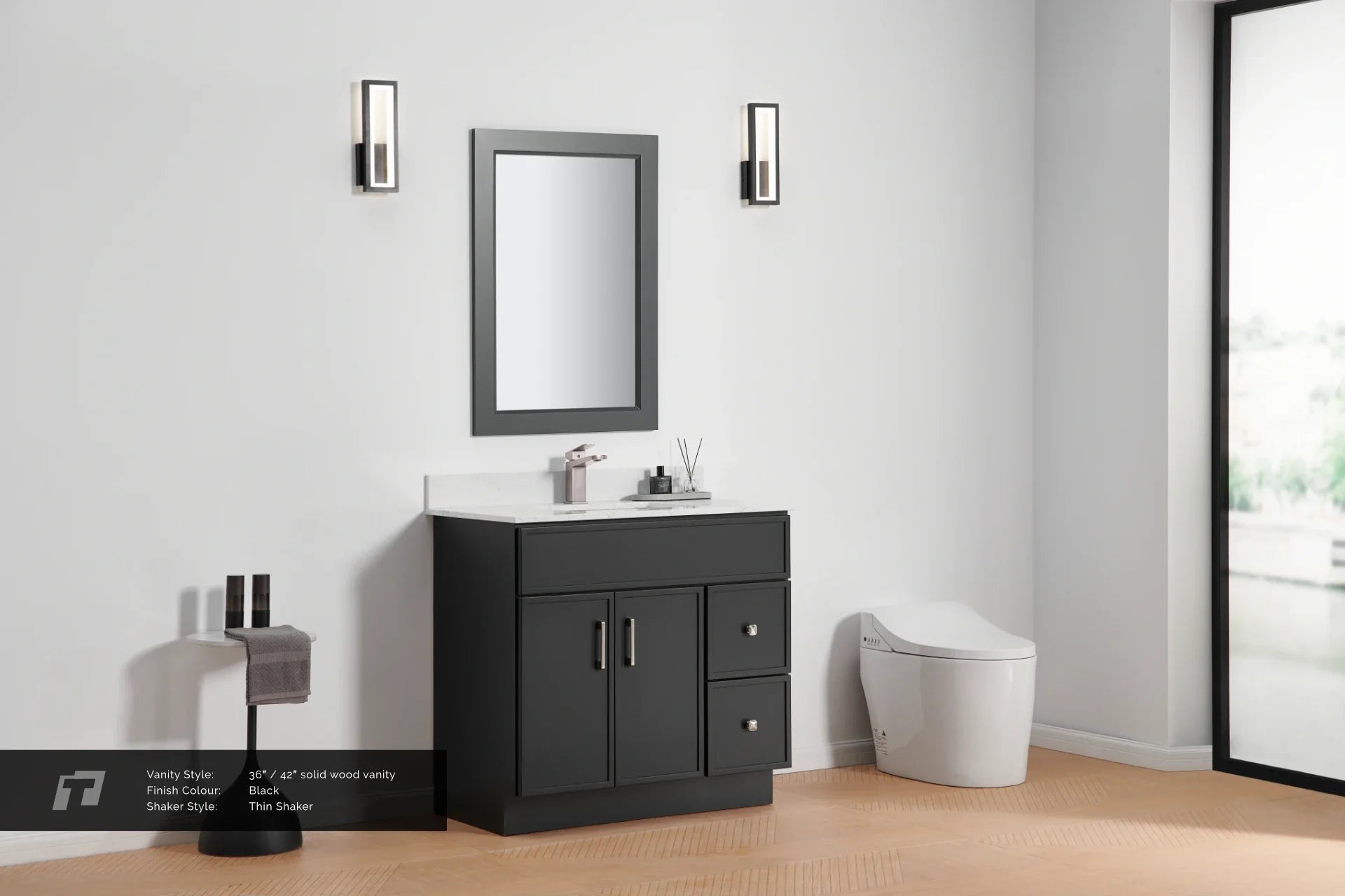 36″ / 42″ Solid Wood Vanity - 2 Drawers & 2 Doors