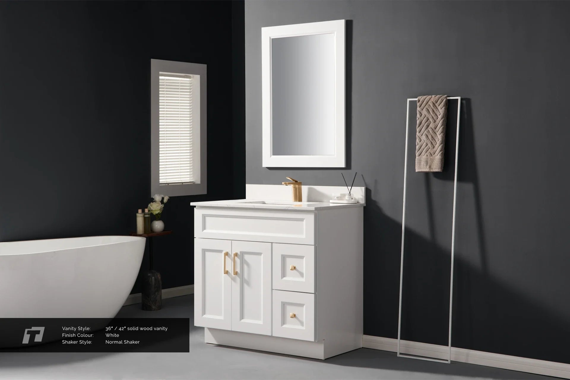36″ / 42″ Solid Wood Vanity - 2 Drawers & 2 Doors