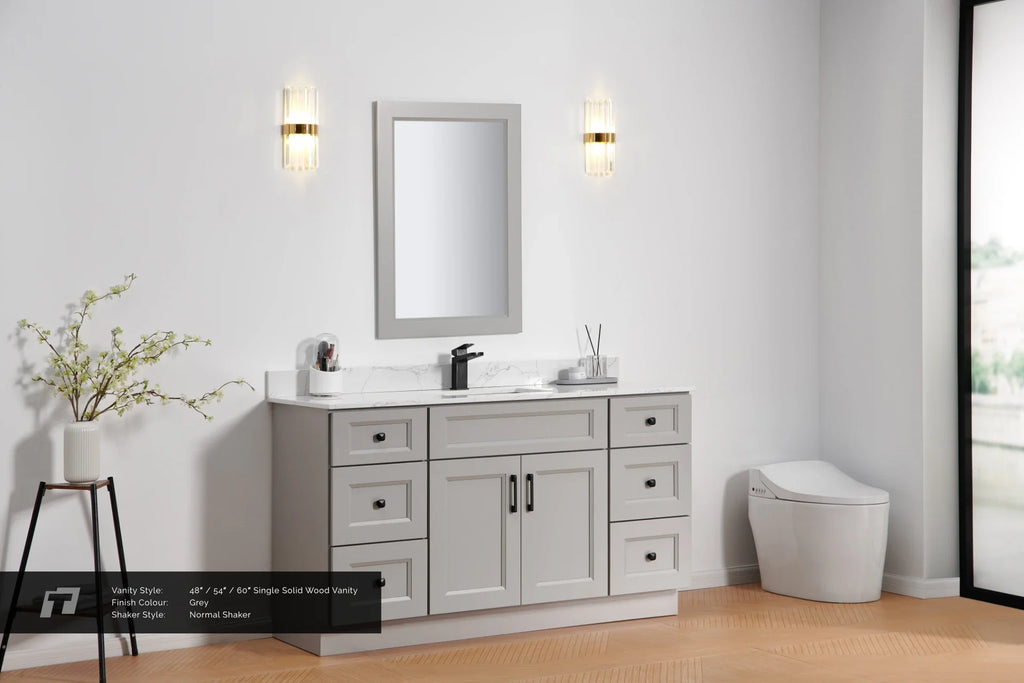 48″ / 54″ / 60″ Solid Wood Vanity - 6 Drawers & 2 Doors