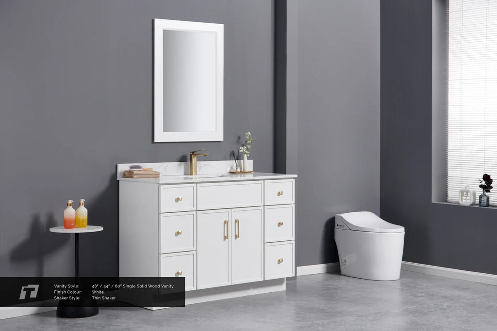 48″ / 54″ / 60″ Solid Wood Vanity - 6 Drawers & 2 Doors