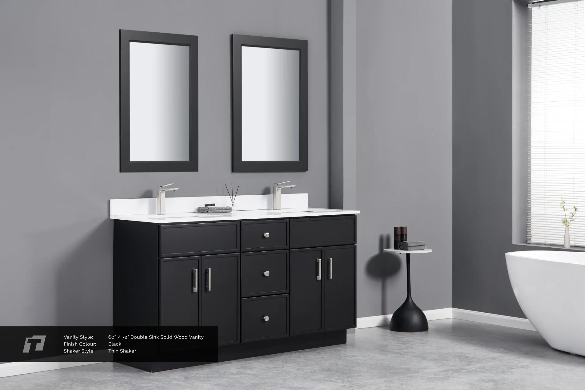 60” / 72” Solid Wood Vanity - 3 Drawers & 2 Doors