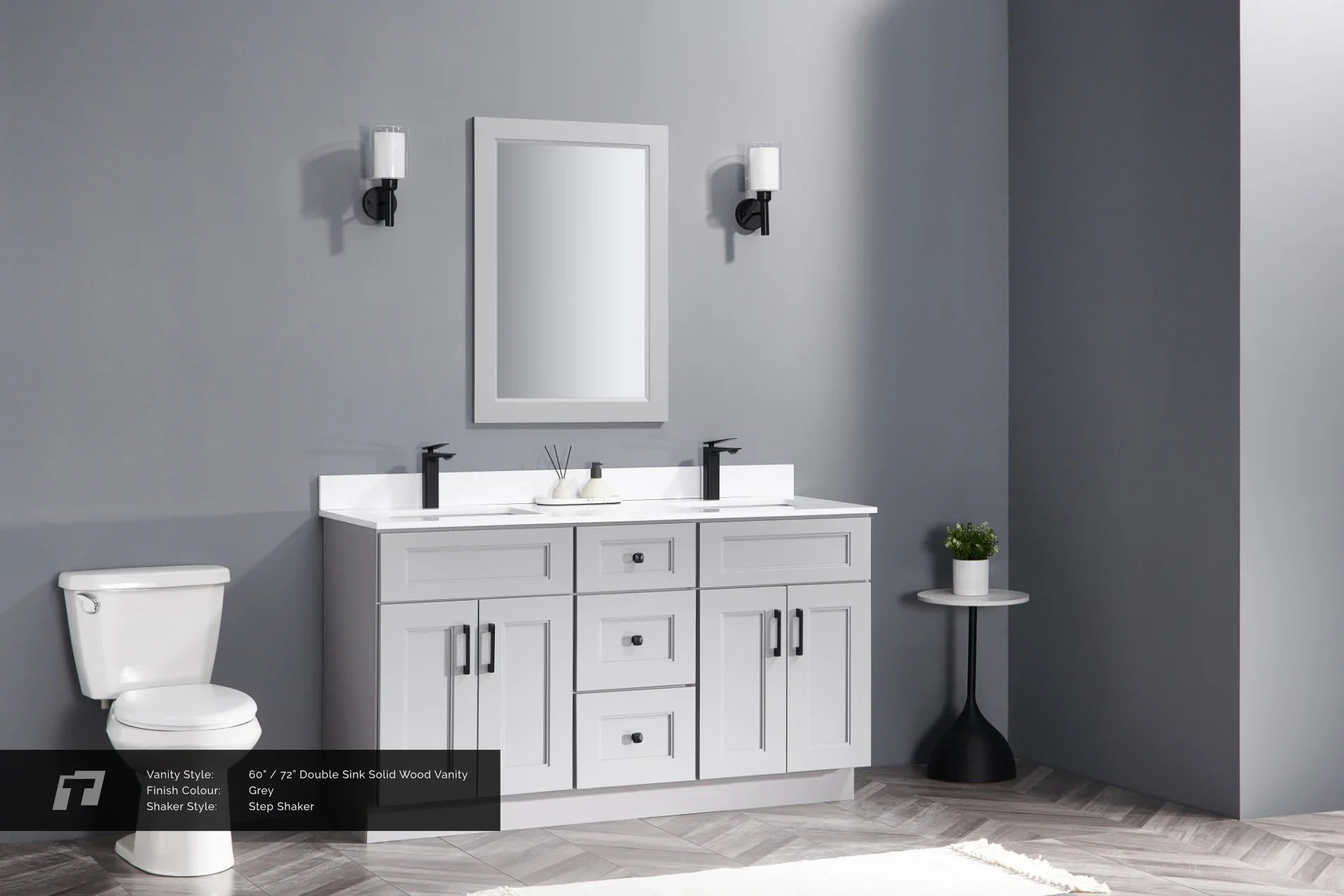 60” / 72” Solid Wood Vanity - 3 Drawers & 2 Doors