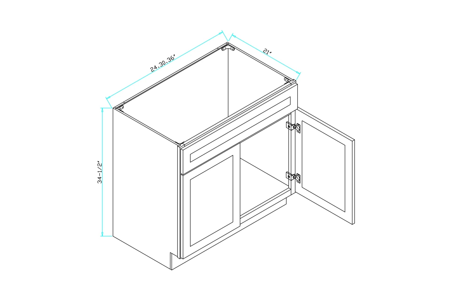 24" Solid Wood Vanity - 2 Doors