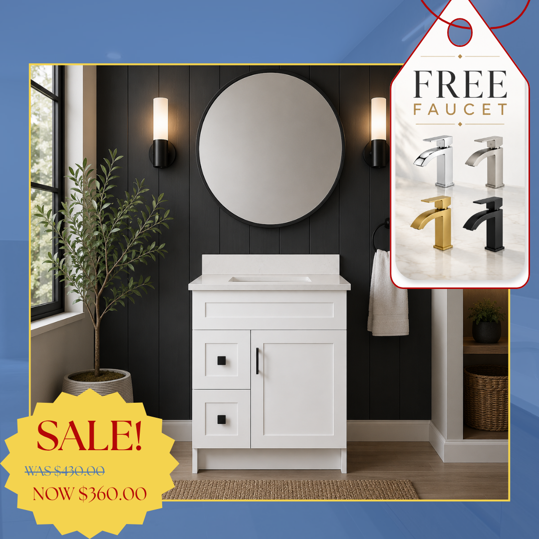 30" WHITE VANITY - WITH FREE FAUCET