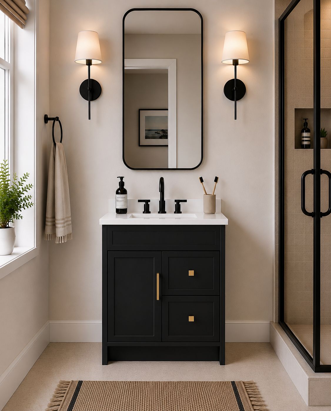 30" SOLID WOOD VANITY - DRAWERS - SOLID COLOURS