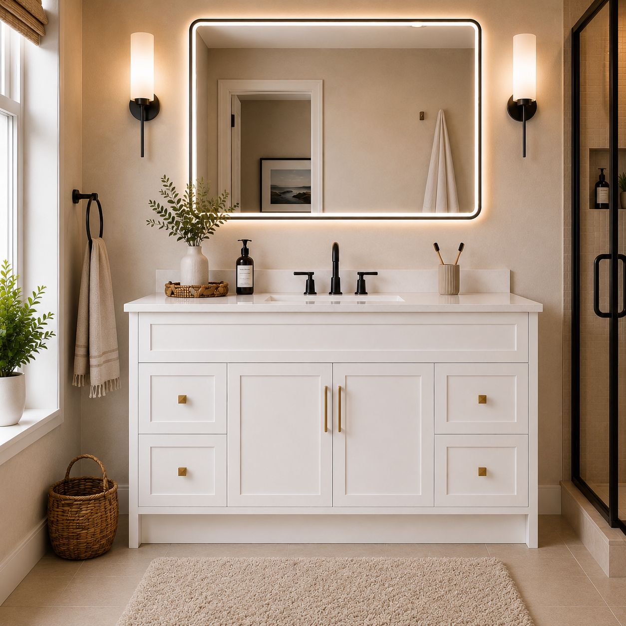 60" SINGLE SINK MDF VANITY - 4 DRAWERS