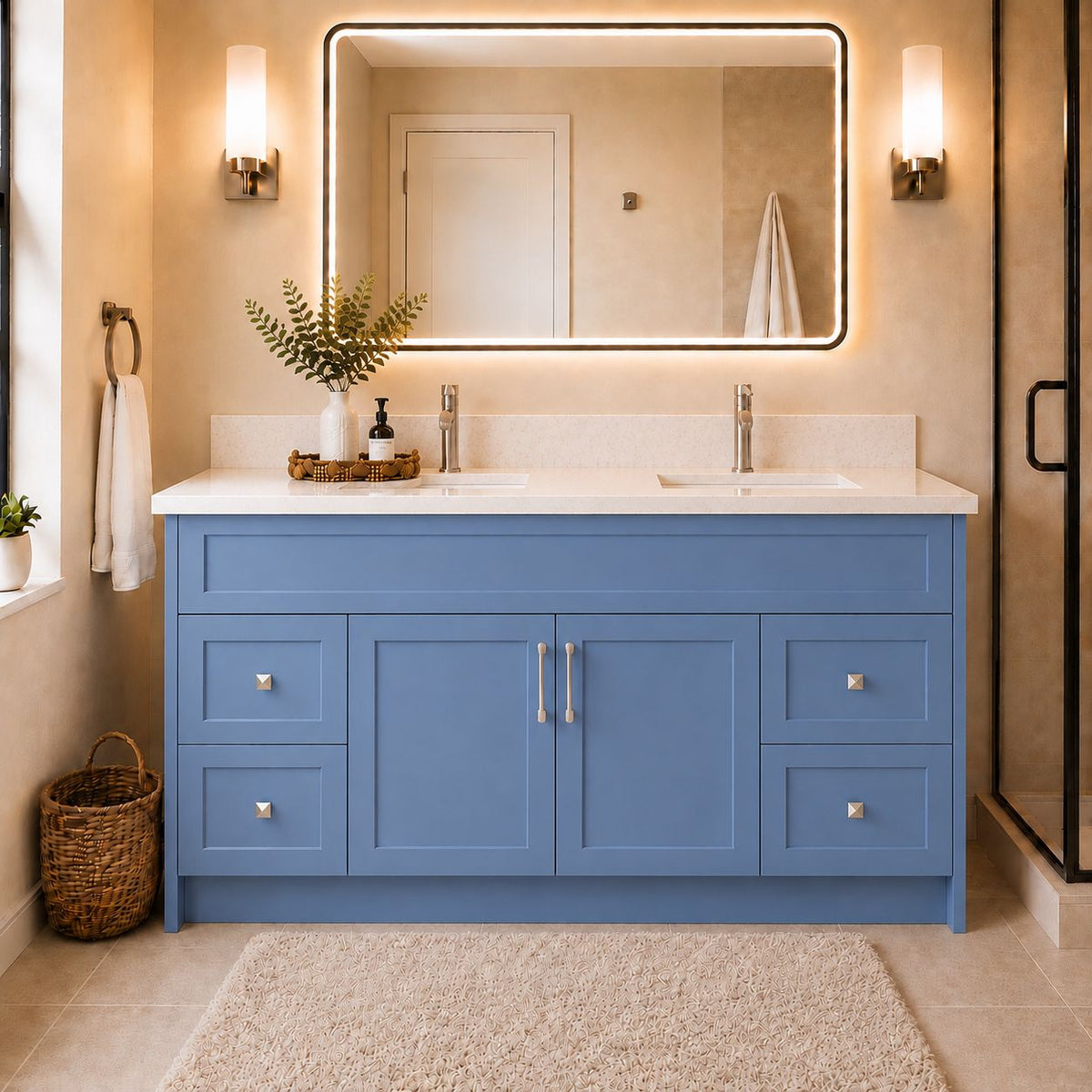 60" SINGLE SINK MDF VANITY - 4 DRAWERS