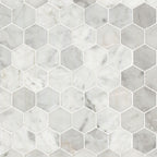 CARRARA WHITE HONED 2" HEXAGON