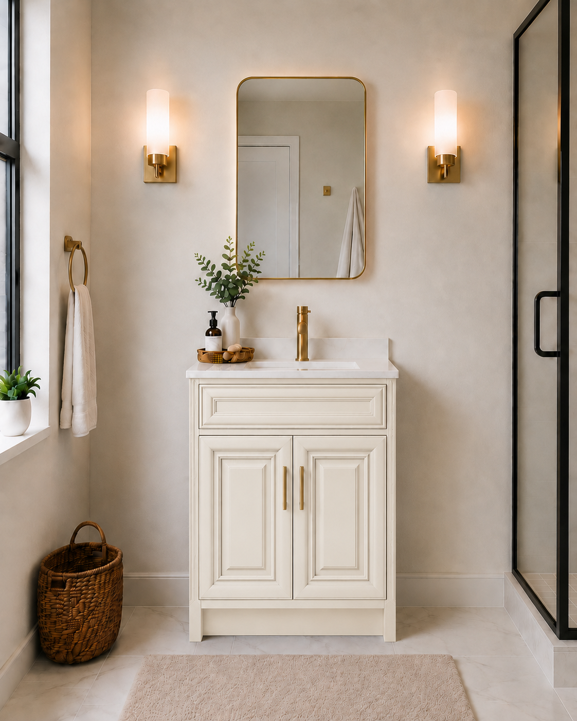 24" SOLID WOOD VANITY - WOOD LOOK COLOURS