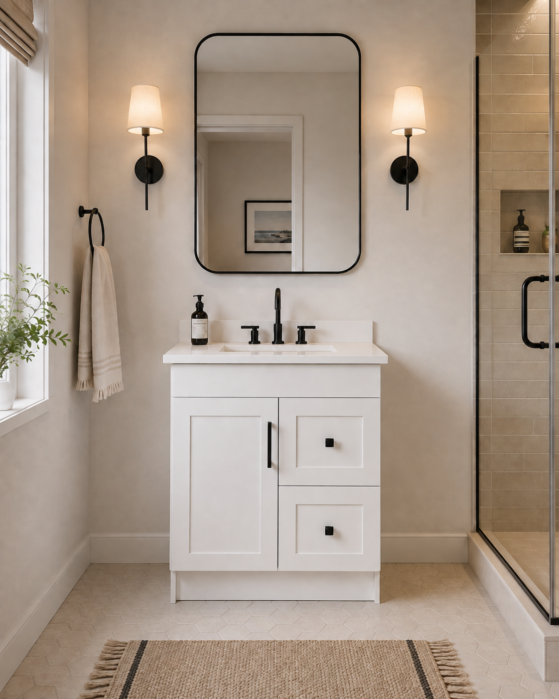 30" SOLID WOOD VANITY - DRAWERS - SOLID COLOURS