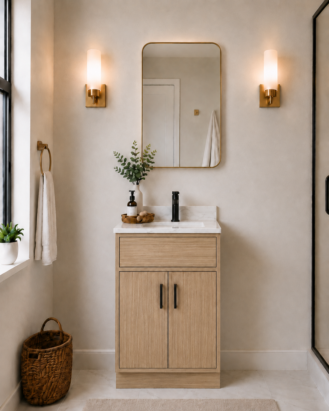 24" SOLID WOOD VANITY - WOOD LOOK COLOURS
