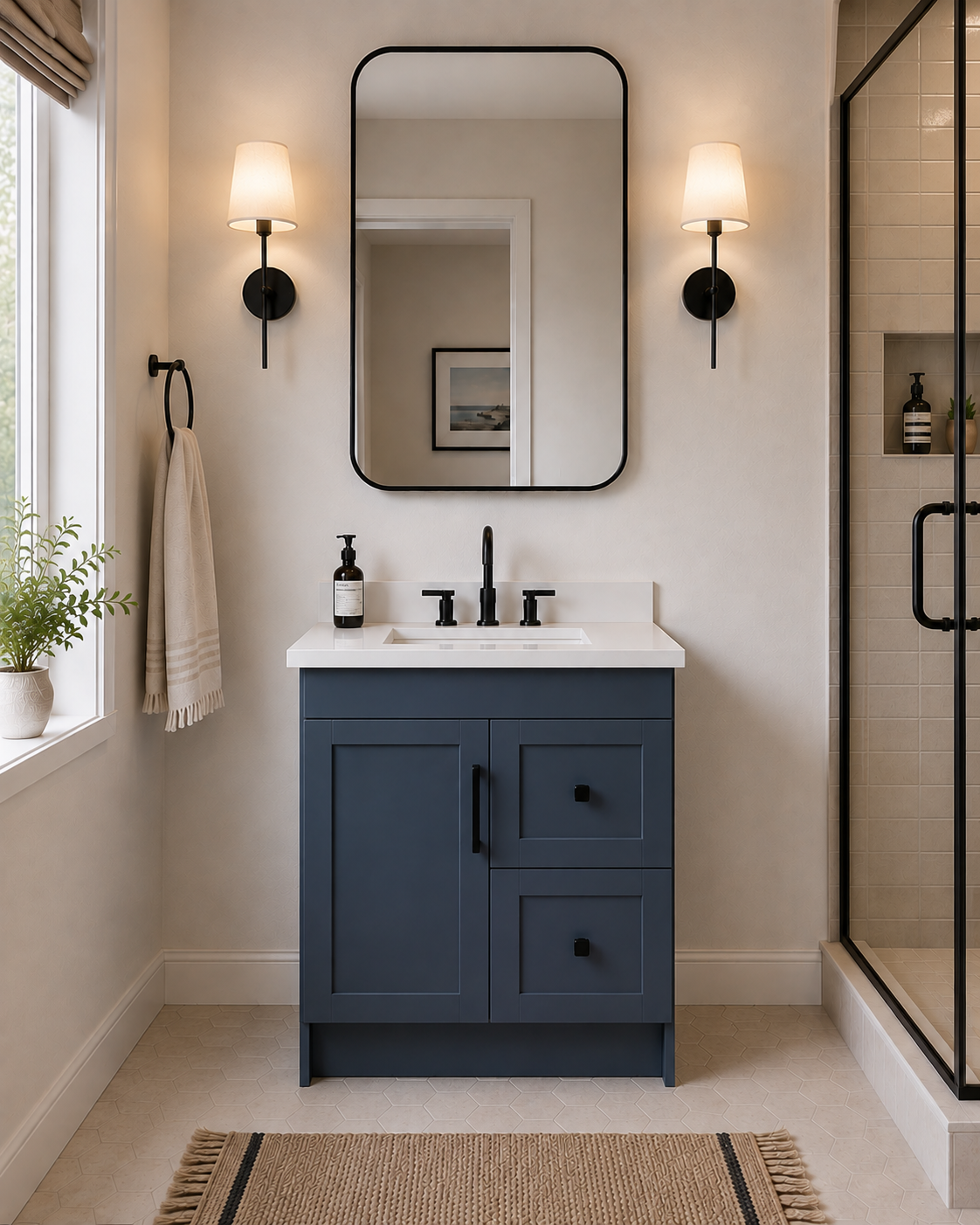 30" SOLID WOOD VANITY - DRAWERS - SOLID COLOURS